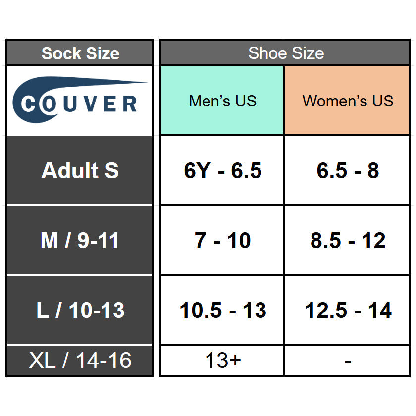 Couver Athletic Socks Size
