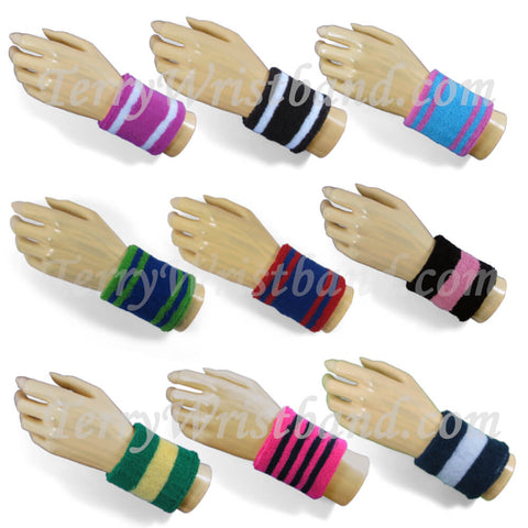 2.5" 2colored Striped Wristbands