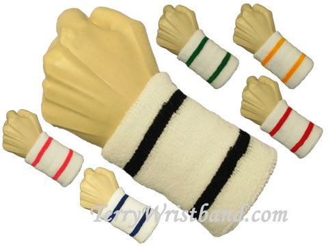 4" 2 Striped on White wristband
