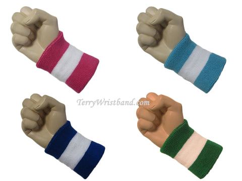 4" White in Middle Wristbands