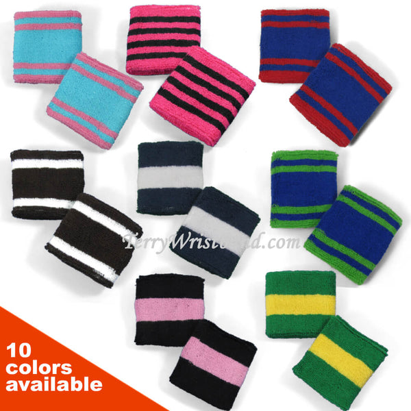 Fun 2 Color Sport Striped Wristband Sweatband