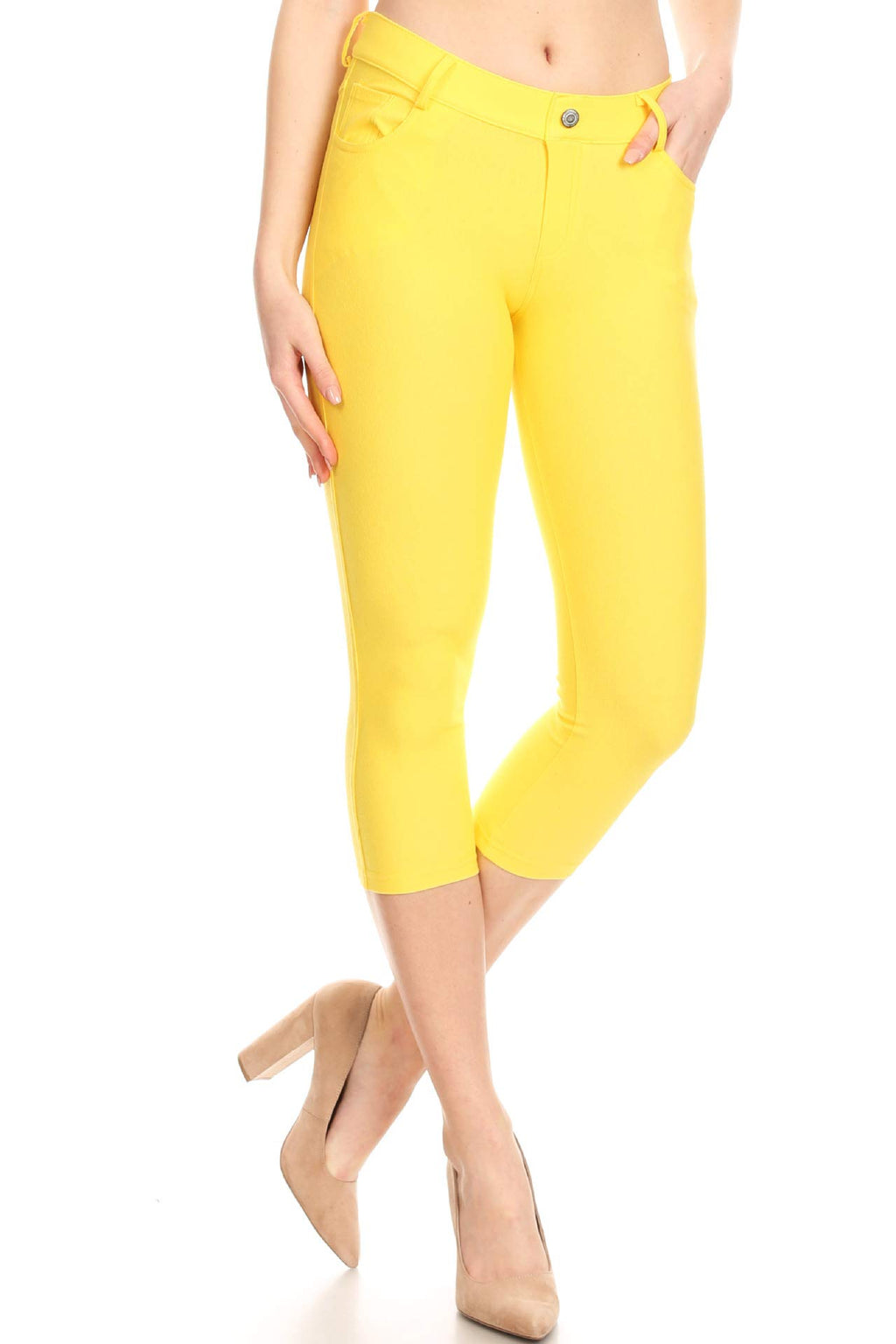 YELETE Women's Ultra Soft Classic Bermuda Shorts Capris Full Lenth Jeggings