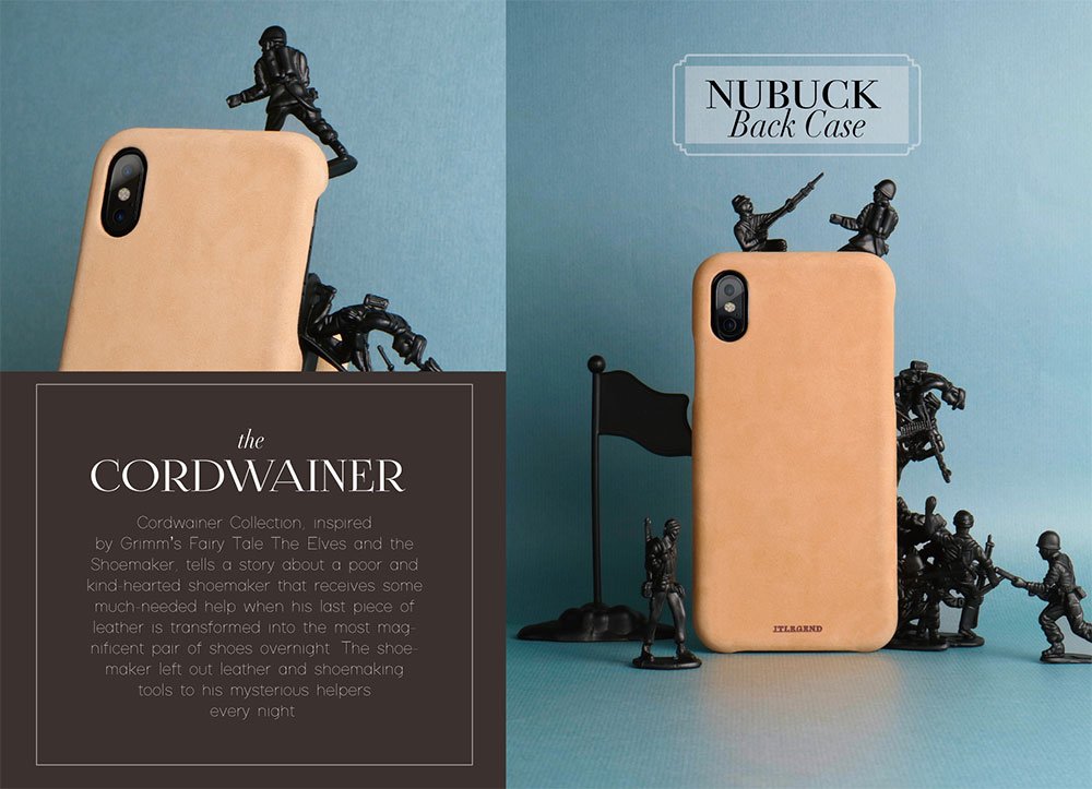 JTLEGEND iPhone X Cordwainer Classic Nubuck Leather Back Case for Apple iPhone X