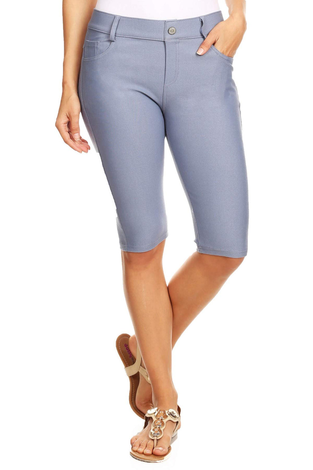 YELETE Women's Ultra Soft Classic Bermuda Shorts Capris Full Lenth Jeggings