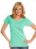 Kavio! Women Pigment Dye Raw Edge Crew Neck Short Sleeve Jersey CVC.