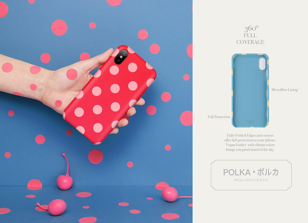 JTLEGEND iPhone X Exquisite Polka PU Genuine Leather Back Case for Apple iPhone X