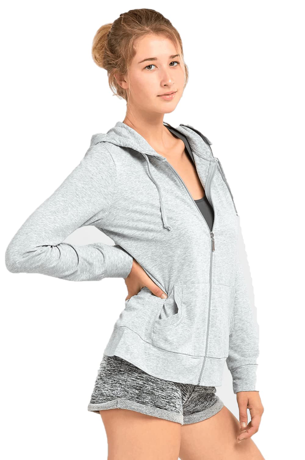 Women's Active Casual Thin Cotton Zip Up Hoodie Jacket