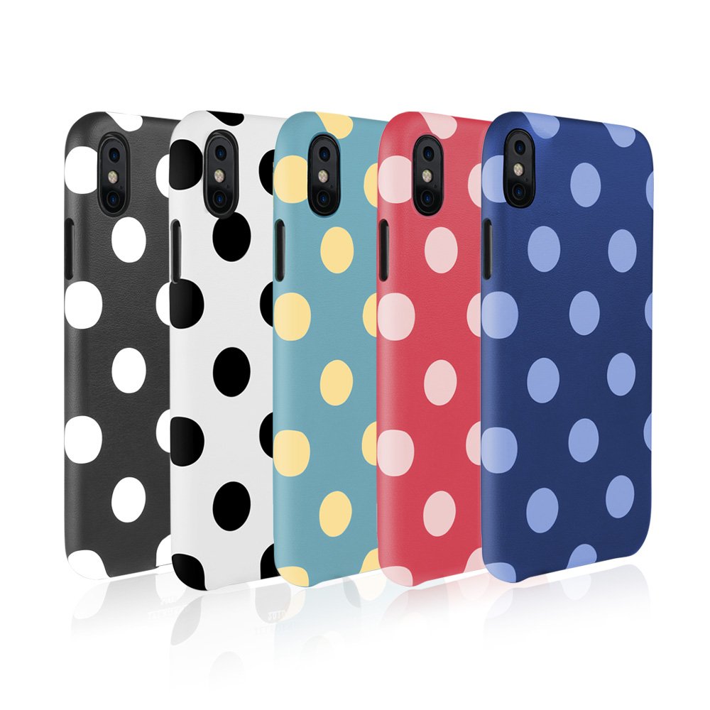 JTLEGEND iPhone X Exquisite Polka PU Genuine Leather Back Case for Apple iPhone X