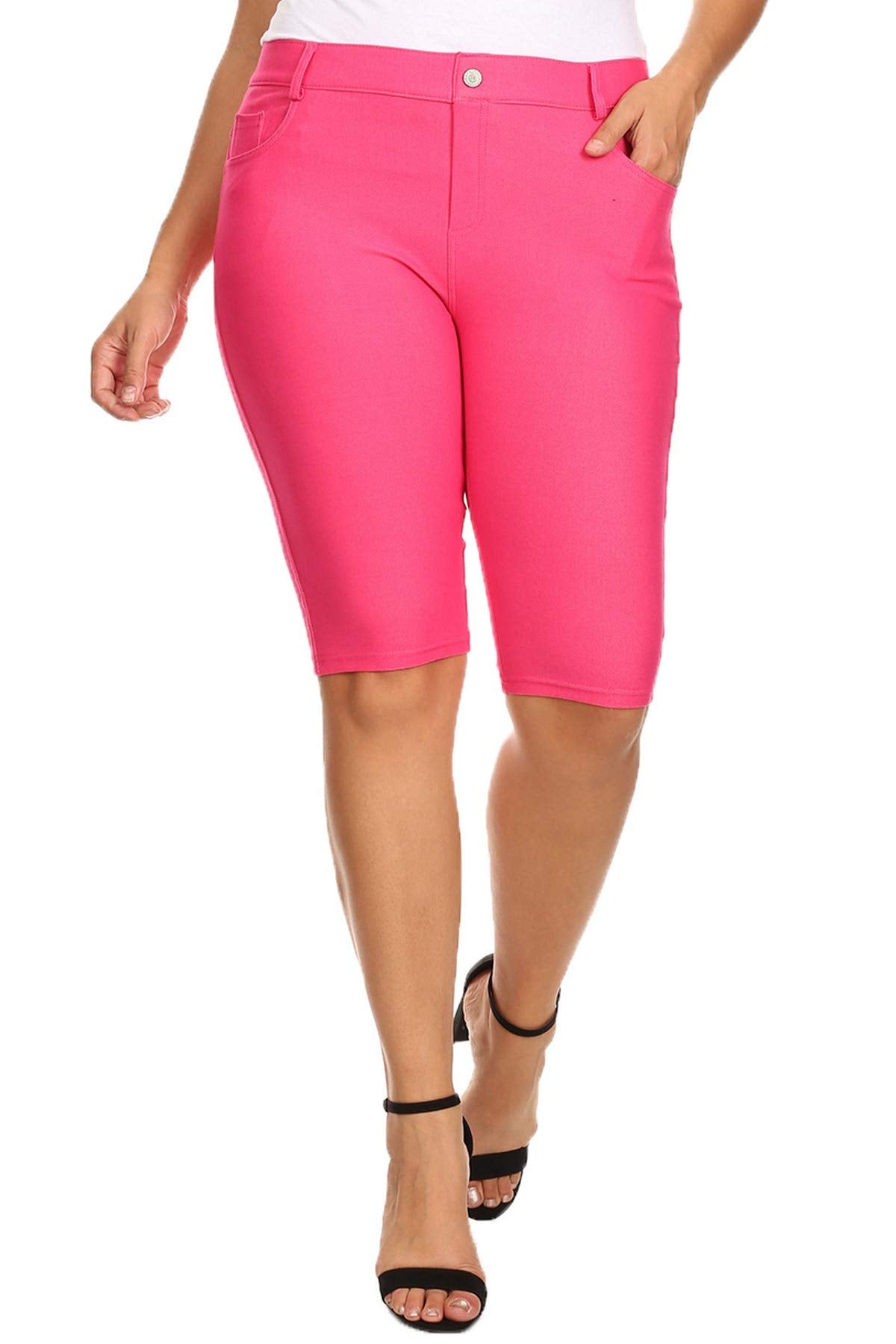 YELETE Women's Ultra Soft Classic Bermuda Shorts Capris Full Lenth Jeggings