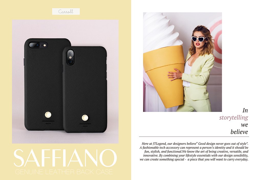 JTLEGEND iPhone X Exquisite Sffiano Cowhide Genuine Leather Back Case for Apple iPhone X