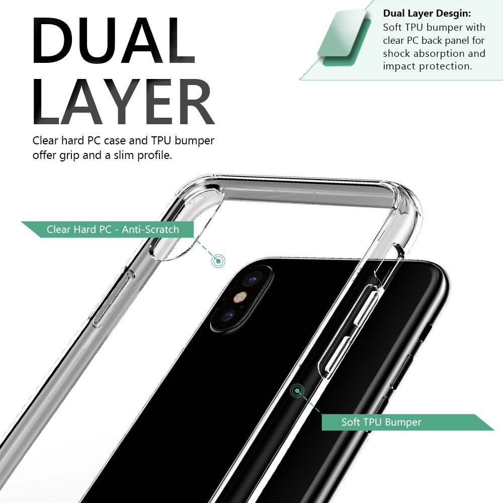 JTLEGEND iPhone X Ultra Hybrid Cushion Basic Case and Hybrid Drop Protection for Apple iPhone X