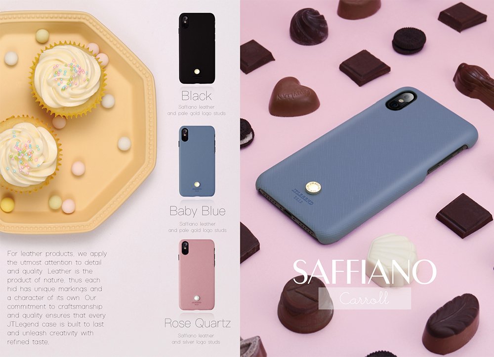 JTLEGEND iPhone X Exquisite Sffiano Cowhide Genuine Leather Back Case for Apple iPhone X