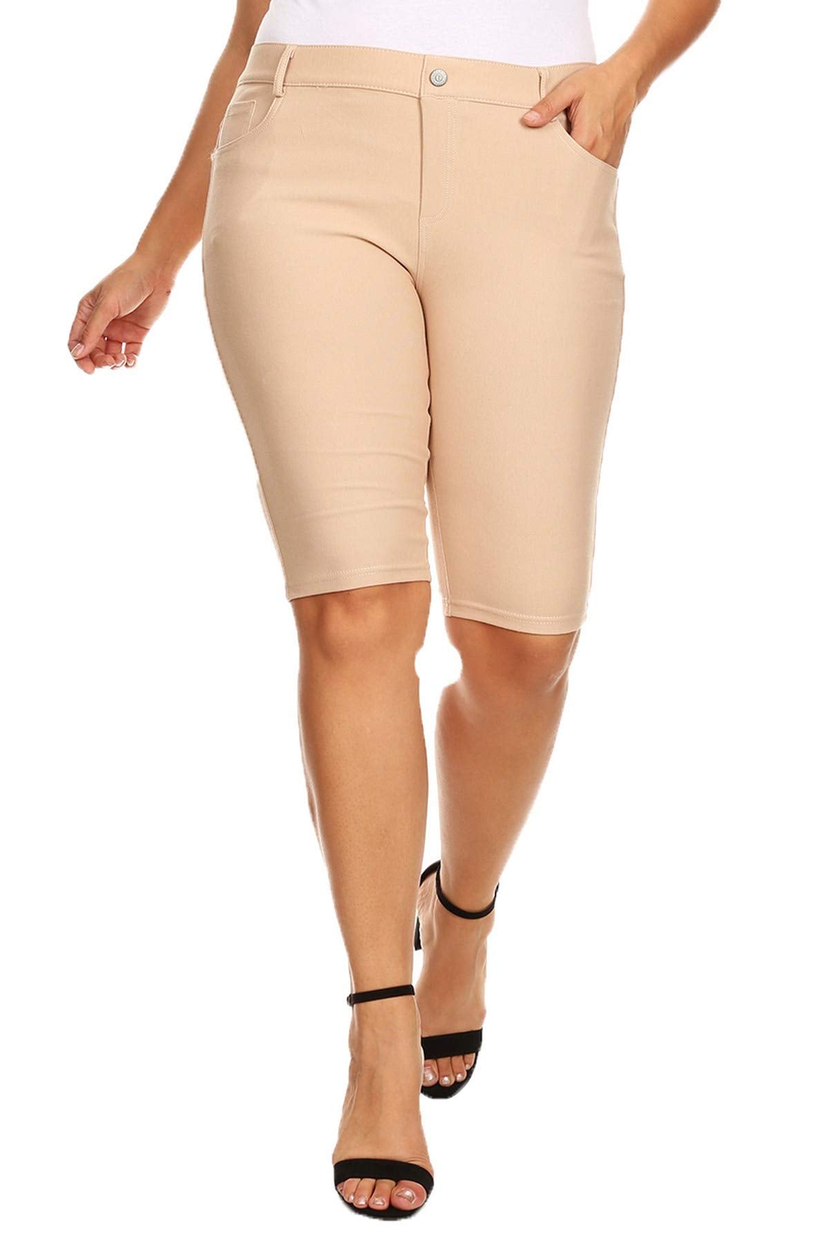 YELETE Women's Ultra Soft Classic Bermuda Shorts Capris Full Lenth Jeggings