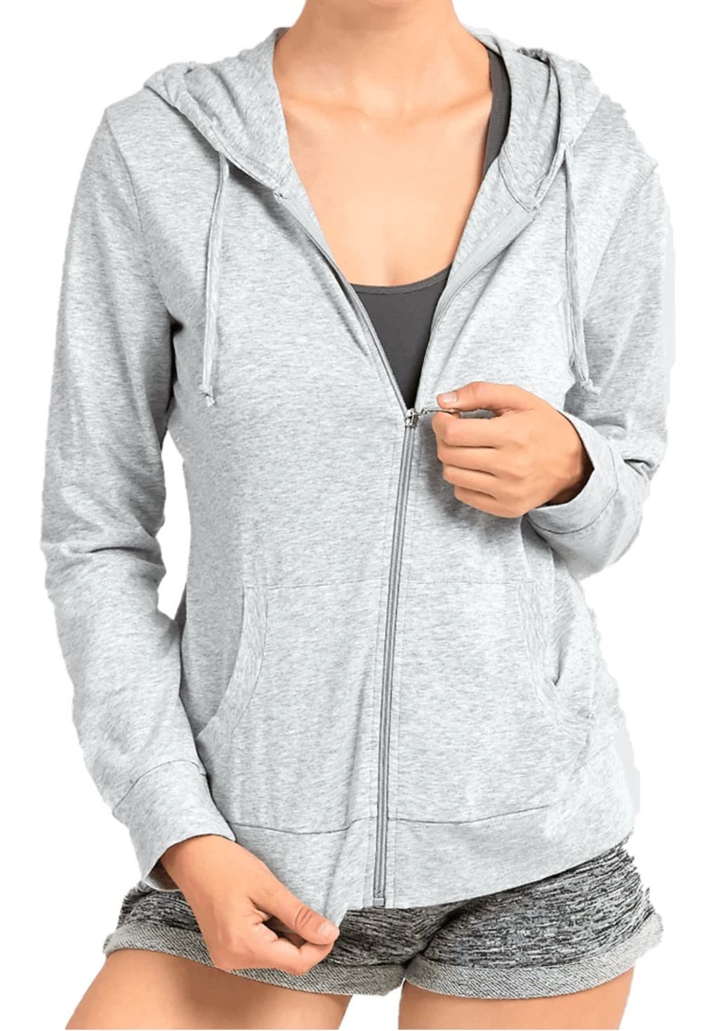 Women's Active Casual Thin Cotton Zip Up Hoodie Jacket