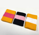 White & Red Striped Sweat Wristbands - Pair - 24 Pack (Clearance)