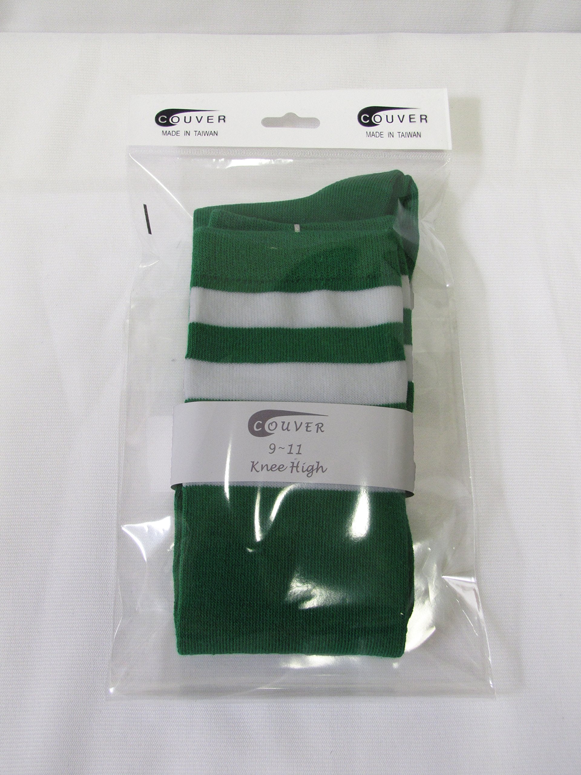 COUVER Premium Quality White Striped Knee High Fashion Tube Cotton Socks(1 Pair)