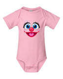 Monster Face Short Sleeve Baby Bodysuit – Made to Order, Red, Pink or Royal Blue
