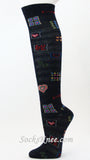 LOVE Navy Knee Socks with Hearts