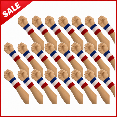 Blue White Red Patriot Wristbands 12 Pairs