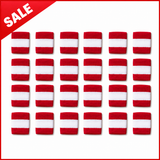 White & Red Striped Sweat Wristbands - 24 Pair product image