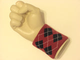 Argyle terry wristband dark red black