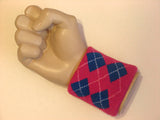 Argyle terry wristband hot pink blue
