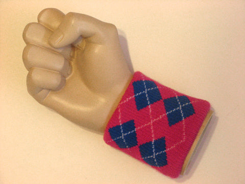 Argyle terry wristband hot pink blue
