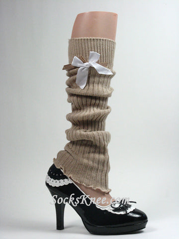 Beige Leg Warmer with Bow
