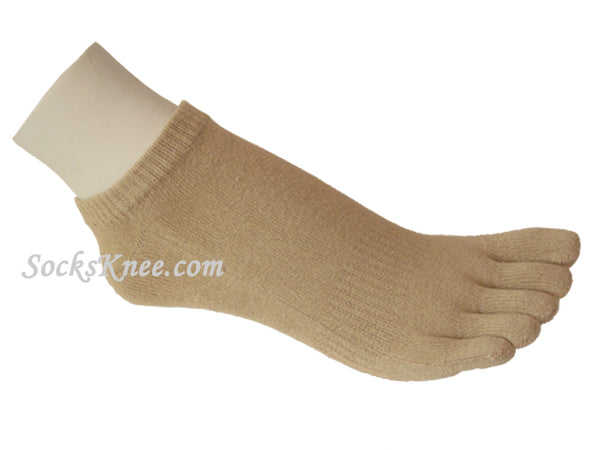 Beige No Show Length Toe Toe Socks