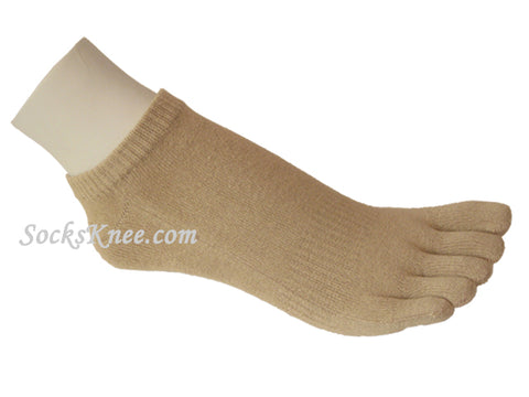 Beige No Show Length Toe Toe Socks