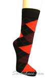 Navy Dark Orange Maroon Argyle Mens Cotton Mid-Calf Dress socks