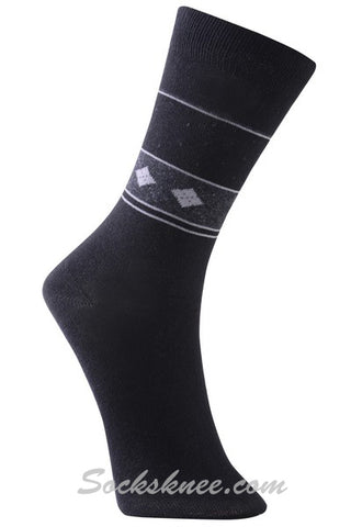 Black Men's Argyle Tribal Band Dress Socks