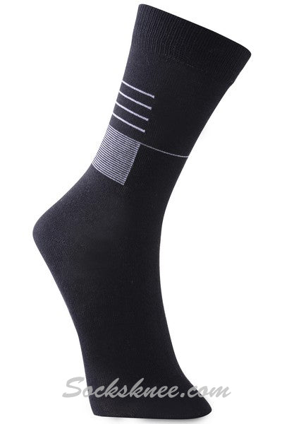 Men's Black Conference Lines Up Cotton Blended Dress Socks