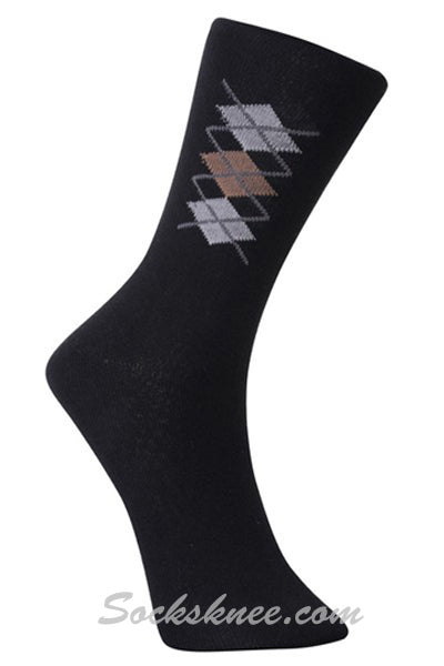 Black Men's Diamond Blended Dress Socks