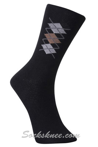 Black Men's Diamond Blended Dress Socks