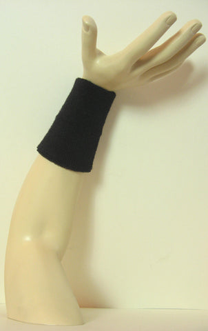 black 6 inch long wristband sweatband