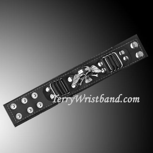 Black Bracelet with Winged Skull for men