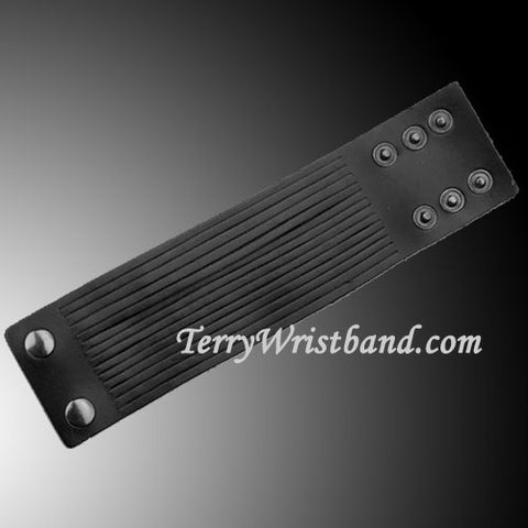 Black Leather Bracelet for men with cut detail