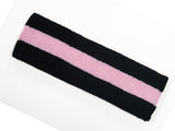 Black Light Pink Black Striped Terry Head Band