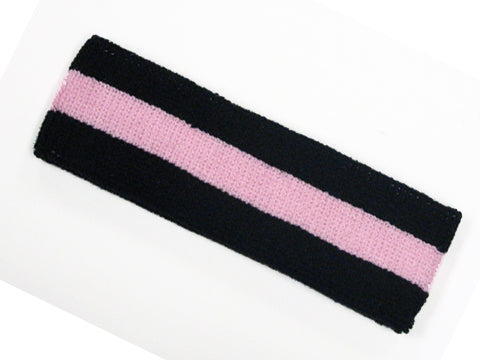 Black Light Pink Black Striped Terry Head Band