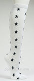 White with Black Small Star Logo / Symbol Knee High Socks