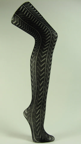 Black tights larger chevron lace