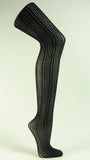 Black tights vertical striped lace