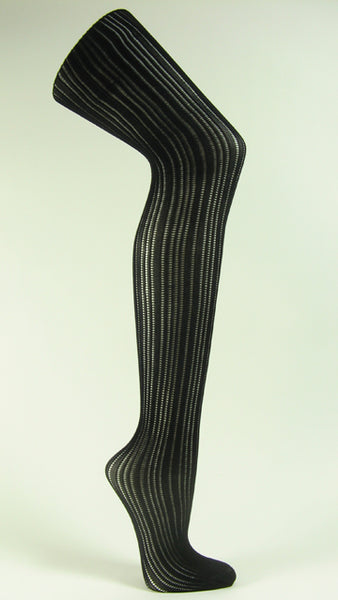Black tights vertical striped lace