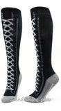 Black Lace-up Boots design kids youth high knee socks