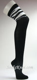 Zebra Striped on Thigh Black Over Knee High Socks for Women