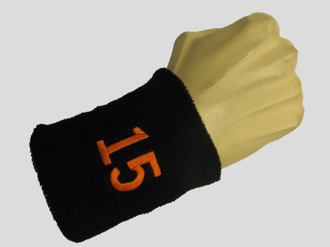 Black wristband sweatband with number 15 Fifteen