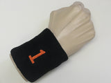 Black wristband sweatband with number 1 one