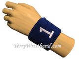 Blue with White Number 1 youth Sport wristband