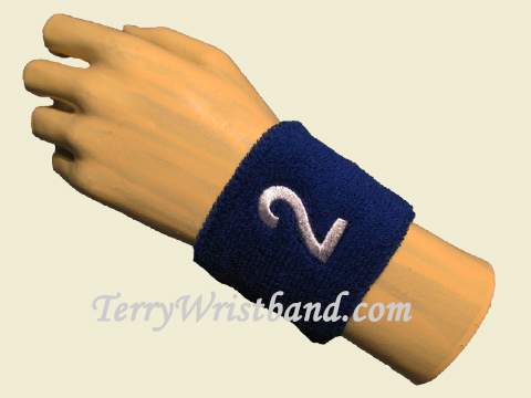 Blue with White Number 2 youth Sport wristband